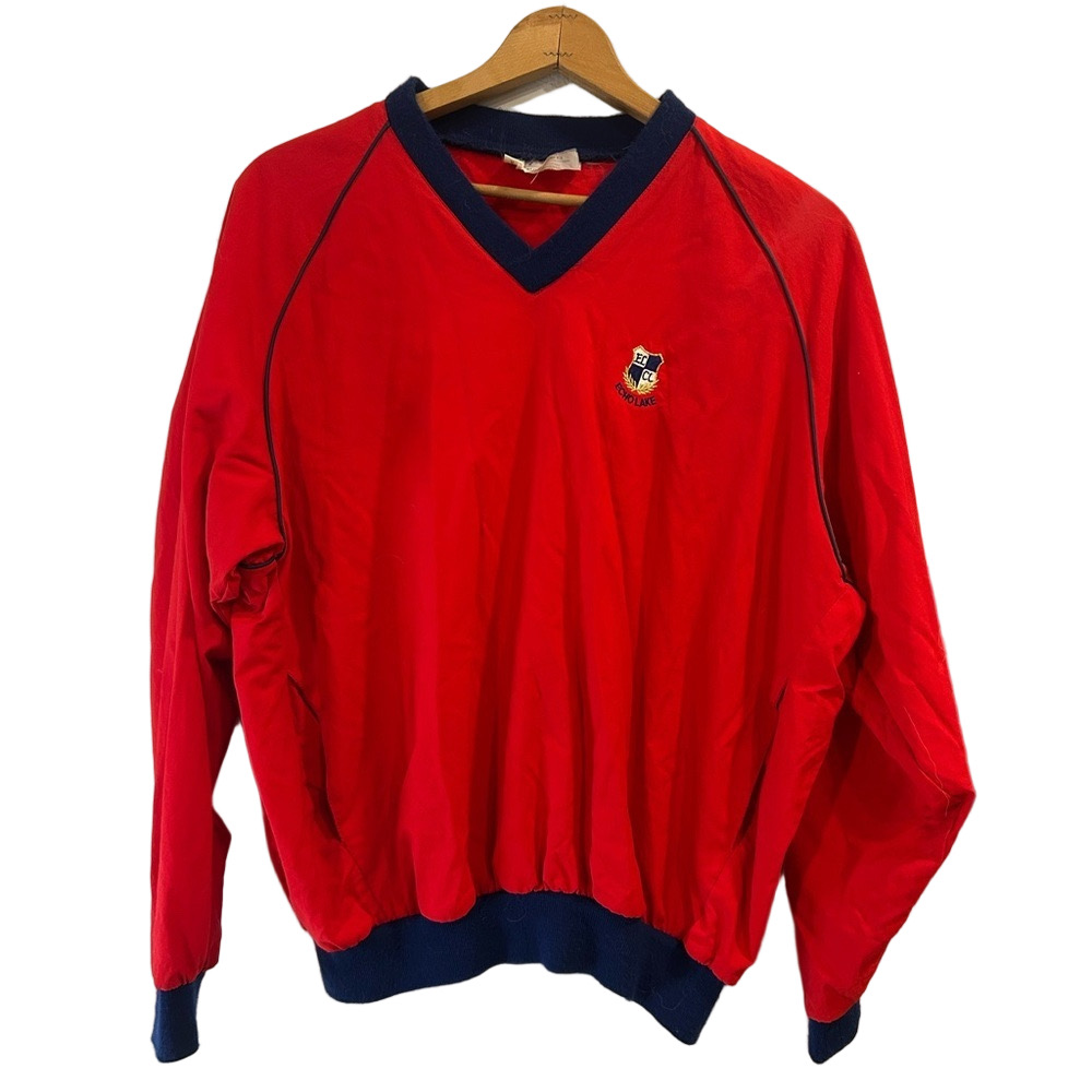 Sunderland of Scotland Vintage Red V-Neck Windbreaker Pullover Echo Lake Medium